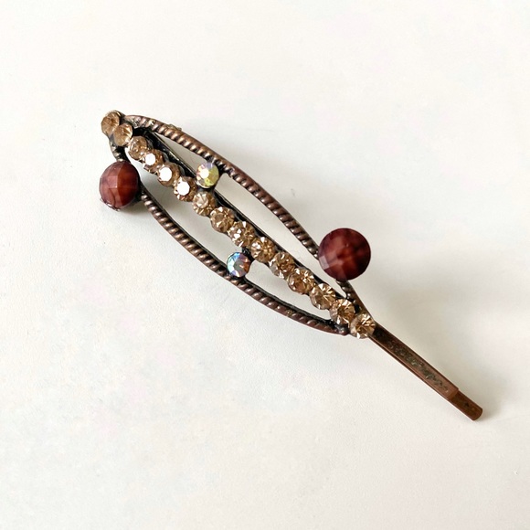 Vintage Costume Jewelry Rhinestone Studded Hair Pin - Picture 4 of 6